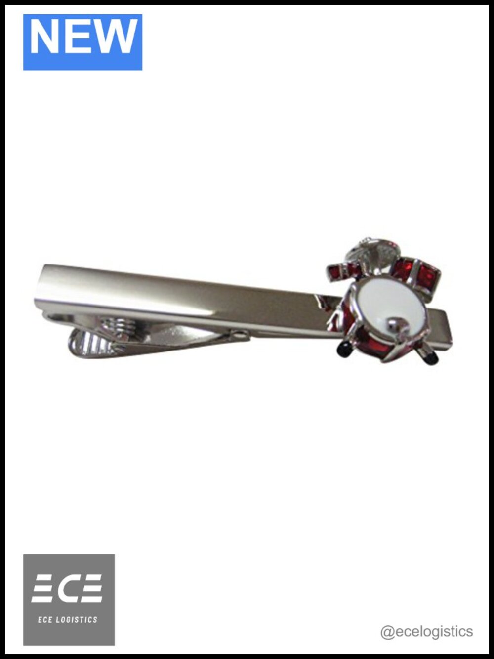 Musical Drum Set Tie Clip 2.5 Inch Alloy Gift Box